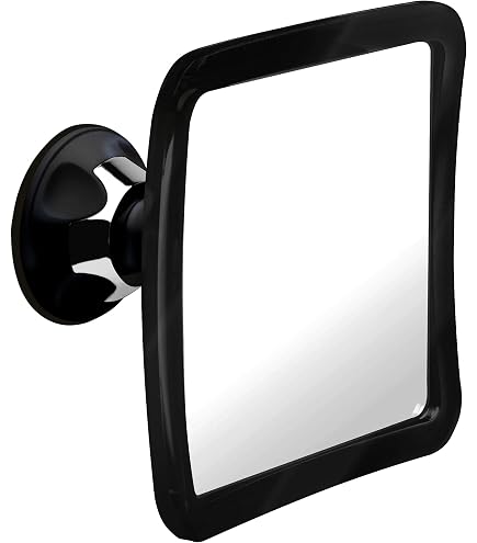 Miroir De Douche Anti-buée Mirrorvana - Avec Support Rasoir Et Ventouse - 20 Cm Noir