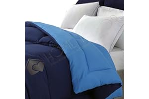 Home Tresor - Piumone Piumino Invernale Caldissimo Imbottitura in Morbida Microfibra Anallergica Soft 300 gr/mq Qualità Premium Reversibile Bicolor (Blu/Avio, Singolo cm. 155x200)