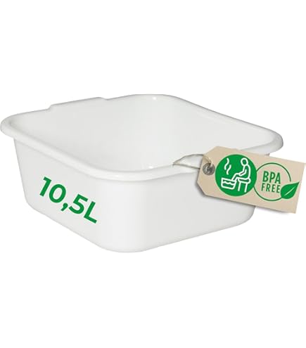 Gloreen 4-Pack Commercial Bus Tubs, 8 L, White Wash Basin Plastic Dish Pan