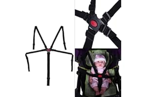 ZERODIS Harnais de Sécurité à 5 Points Universel,Ceinture de Sécurité Bébé Fixation de des sièges d'enfant Pour Chaise Haute Bébé Landau et Poussette de Voiture Voyage Ceinture Siège/Poussette/Filet Protectio