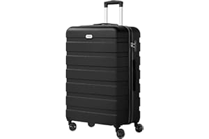 AnyZip Suitcase Large PC ABS Hard Shell Lightweight Luggage with 4 Double Universal Wheels TSA Lock 28-Inch（Black）
