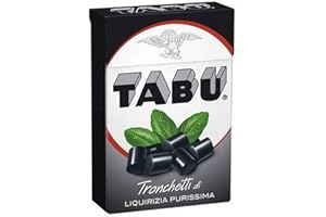 PERFETTI VAN MELLE Tronchetti di Liquirizia Purissima Caramelle Tabù 5 Astucci da 24 g