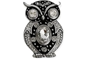 Treend24 Schnecke Anthrazit Silber Magnet Brosche Strass Schal Clip Bekleidung Magnetbrosche Poncho Taschen Stifel Textilschmuck Eule Herz stern (Eule)