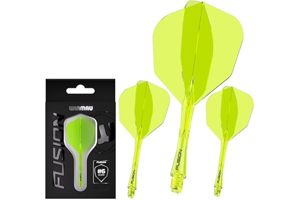 WINMAU Darts - Fusion Système intégré de vol et d'arbre - No.6 Forme et Design - Disponible en Court, intermédiaire et Moyen - Disponible dans Une variété de Couleurs