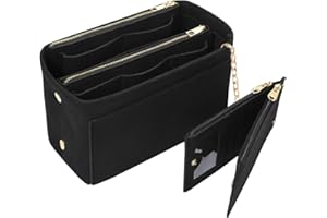 Yoillione Feutre Organisateur de Sac à Main Femme avec Portefeuille Porte-Cartes, Multi Poches Sac Interieur Noir, Bag in Bag Organizer Grand Sac Organiseur avec Poignée