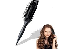 Bounces Hair Curly Brush, Hillylolly Brush Define Stylingbürst Curly Defining Brush, 2024 NEU Bounces Lockenbürste mit Haarklammer, Haarbürste zum Entwirren für Frauen, Formen & Definieren (Schwarz)