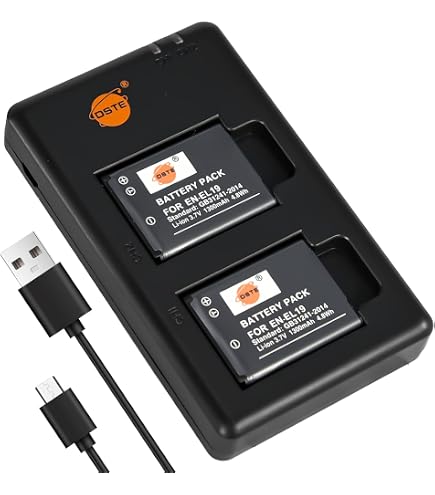 2x Batteria EN-EL19, NP-BJ1 + Caricabatteria per fotocamera Nikon W150 W100, A100