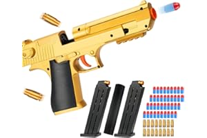 Soft Bullets Toy Pistol Aiceenza Toys Foam Blaster Gold Shell Ejecting Toy Birthday Xmas Gift Present for Boys Girls Indoor Outdoor Play