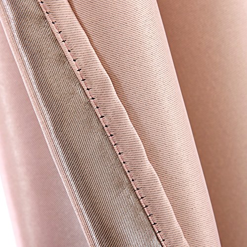TwinkleR 2er-Set Gardine Vorhang blickdicht , Verdunkelungsvorhang Thermovorhang mit Ösen , schwere Ösenschal Verdunkelungsgardine (Rosa) - 6