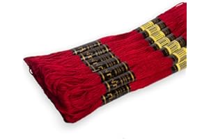 UMC STAG Pack of 12 Premium Embroidery Thread | 100% Egyptian Cotton Premium Skeins | Cross Stitch Embroidery Floss | Oeko TEX Certified Stranded Cotton | Ideal for Arts & Crafts (Red 47)