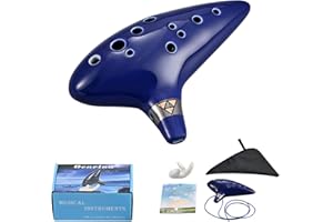 LIEKE Ocarina 12 Trous Alto C Céramique Piccolo Instrument de Musique Cadeau pour Enfants Adultes avec Présentoir Livre de Musique Sac à Bandoulière