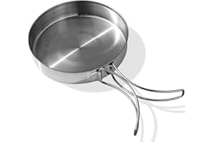 FILOEEX Camping Fry Pan,15cm Plate Dish with Folding Handle,Ultralight Camping Picnic Skillet,Durable Lightweight Portable Camp Cookware,Outdoor Camping Skillet for Cooking Egg Steak