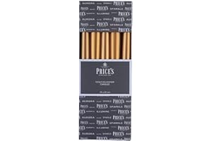 Price's Candles - 10" Venetian Wrapped Dinner Candles - Gold - 10 Pack - 7 Hour Burn Time - Unscented - Non-Drip - Multi-Purpose