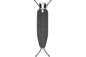 Brabantia - Ironing Board A - With Steam Iron Rest - Adjustable in Height - Non-Slip Rubber Feet - Cotton Cover with Foam Layer - Foldable - Denim Black - 110x30 cm
