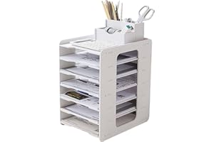 ACCMUZZY Dokumentenablage,Briefablage A4, 7 Stöckiges Dokument Papier Briefablage, Ablage Schreibtisch, Dokumentenablage a4 Weiß Schreibtisch Organizer, Briefablage Schreibtischablage für Zuhause (7)
