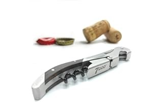 7doo Tire-bouchon professionnel Sommelier en bois d'acier, décapsuleur de vin professionnel, ouvre-bouteille pour bouchons à couronne, tirabuscion Sommelier, cadeaux de Noël originaux (ELITE - BLACK)