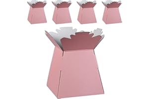 HOMESHOP3000 Lot de 5 boîtes pour bouquet de fleurs, emballage cadeau, vase - Support pour fleurs, bouquets, plantes, bonbons - Décoration pour mariage, anniversaire, arrangement floral - Rose layette
