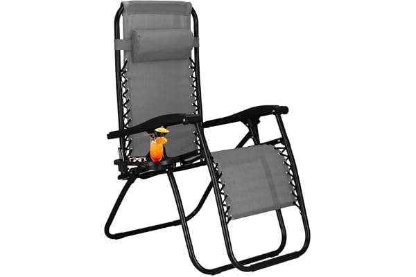 SPRINGOS Chaise Longue de Jardin avec appuie-tête Chaise Longue avec Table d'appoint Pliable Chaise de Relaxation Fauteuil inclinable d'été