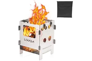Lixada Réchaud de Camping à Bois Portable en Acier Inoxydable Cuisine de Plein air de Pique-Nique (Type1)