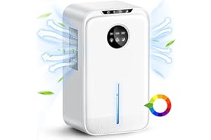 SUPOOBE Luftentfeuchter Elektrisch 2200ml, Leise Raumentfeuchter mit Automatische Abschaltung, Ablaufschlauch, 8-12-24H Timer, Schlafmodus, 7 Farbige Nachtlicht, Elektrisch Entfeuchter Ideal für Badezimmer RV