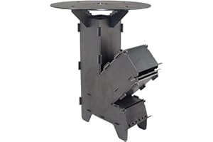 Fire World Raketenofen inkl. 5 mm Grillplatte Rocket Stove Stecksystem aus massivem 3 mm dickem Stahl Feuerschale BBQ Rakete Holzofen Camping Campingkocher Campinggrill Made in Germany