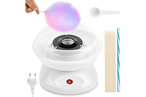 BORDEAG Machine A Barbe A Papa, Cotton Candy Maker 450 W, Machine Barbe À Papa, Cotton Candy Machine Avec Cuillère Doseuse, Bâtons De Bonbons En Plastique Et Dix Bâtons (Blanc)
