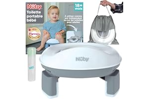 Nuby Pot de voyage portable – Apprentissage de la propreté - Pot Pliable Facile à Transporter – Réducteur Toilette/WC Enfant avec Protection Anti-Eclaboussure - 18+ mois