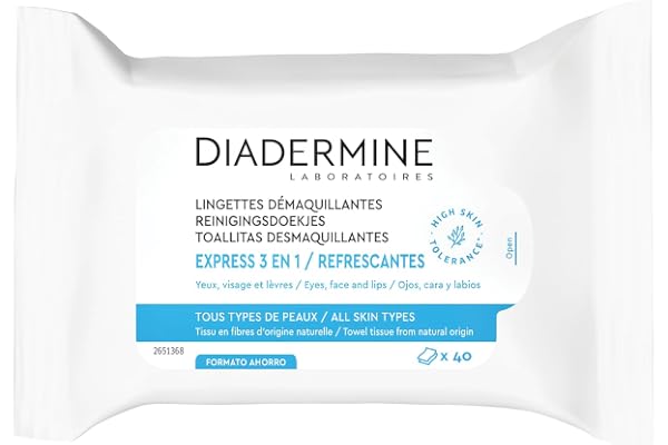 Diadermine Lingettes Démaquillantes Express 3-en-1 40 lingettes.