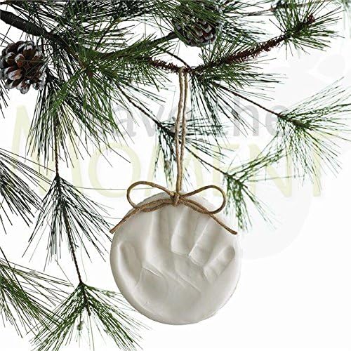 Baby & Child Christmas Tree Decoration, Handprint Footprint Imprint Kit, Gift. Clay Handprint Footprint Paw Print Keepsake, Inkless, Imprint, Baby Shower Gift. (Blue)