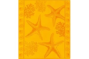 Delindo Lifestyle® Tropical Toalla de playa, XXL, 100 % algodón, 180 x 200 cm, diseño de estrella de mar, amarillo