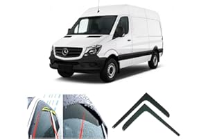 AC WOW 2 x kompatibel mit Mercedes Sprinter 906 (2006-2018) V W Crafter LT3 (2006-2017) Windabweiser Dark Smoke getöntes Acrylglas Tür Seitenfenster In-Kanal Visiere Regen Schnee Sonnenschutz