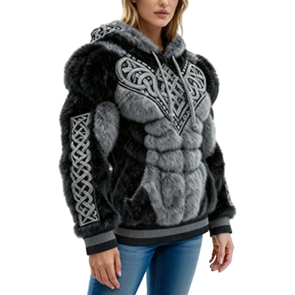 Felpa Con Cappuccio Uomo Vichinga Steampunk – Caldo E Antivento, Top Tattico Medievale Con Lacci