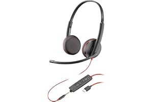 Poly Blackwire 3225 Schnurgebundenes Headset – Noise Cancelling-Mikrofon – Stereo-Design – Verbindung mit PC/Mac/Mobilgeräten über USB-C, USB-A oder 3,5 mm – Kompatibel mit Teams, Zoom