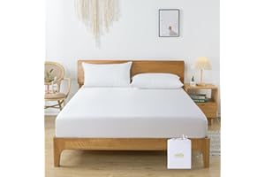 bienDo Spannbettlaken 180x200, Weiß, Bambus, Steghöhe bis 35CM, kühlendes, Seidiges, Weiches, Atmungsaktiv, Allergiker Bettwäsche, Spannbetttuch Superweich und Hypoallergen