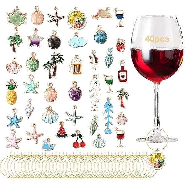 31 Breloques Pour Verres à Vin - Charms Colorés Et Mignons Pour Identifier Vos Verres Lors Des Soirées Cocktails Et Dégustations