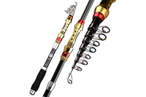 Gelentea Teleskop-Angelrute Kohlefaser Reise Spinnrute Angelrute Angelrute Angelrute 1,8/2,1/2,4/2,7/3,0/3,6 m für Salzwasser & Süßwasser | Kinder & Erwachsene | Boot, Surf, See