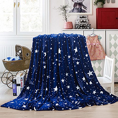 Decke Fleecedecke, COLORFUL Super weiche warme Micro Plüsch Fleece Decke Wurf Teppich Sofa Bettwäsche (Dunkelblau, 100 x 150 cm)