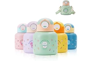 Autsel Borraccia Termica Bambini con Cannuccia 500ML Borraccia Acciaio Inox Senza BPA Bottiglia Termica per Bambini Isolata a Prova di Perdita per Campeggio Scuola Asilo