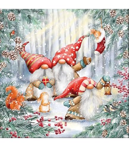 Serviette Les Lutins Sur Le Banc Veillée De Noel Etoile - Un Grand Marché