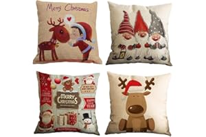 Anyingkai Fundas Cojin Navidad Juego de 4piezas,Fundas Navideñas para Cojines NavidadLavable,40×40cm Funda de Almohadas Navideñas Decoracióntradicional,Navidena para Dormitorio Sofá Cama