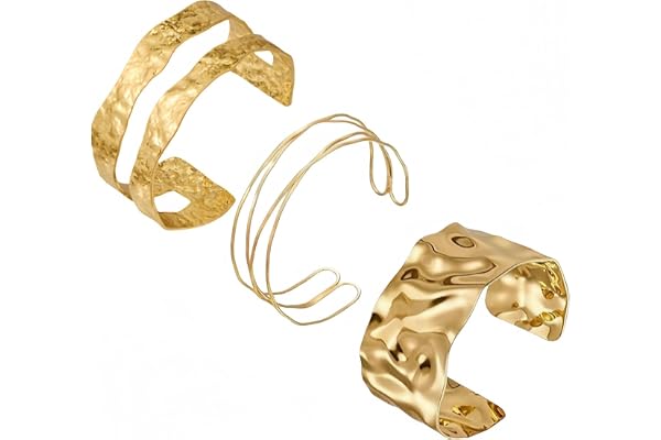 Omnikryp 3 stycken guldarmband, enkla utsökta guldarmband för kvinnor, öppen passform i metall armband, modetillbehör, mode och mångsidiga armband, klädtillbehör