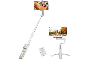 hohem iSteady Q Estabilizador de movil, Seguimiento Facial Palo Selfie Estabilizador, 4-en-1 Gimbal Movil Palo para Selfies con Control Remoto Bluetooth, Rotación de 360°, Gimbal para iPhone y Android