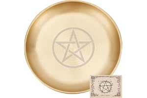 CREATCABIN Pentagram altare stjärna tarotplatta rituell brinnande ljushållare skålar erbjuder rökelse brinnande platt skål med altarkort tarottillbehör för häxkonst wiccan gyllene 14,55 cm