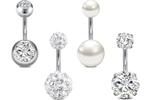 Rajnard Piercing Ombelico 14G 6/8/10/12/14mm Acciaio Chirurgico CZ Bead Diamond Piercing all'ombelico Gioielli per Donna Uomo