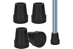 NAAPESI 4 pcs Puntali In Gomma Antiscivolo,19 mm Puntale per Stampelle,Gommini Stampelle, Piedini per Stampelle, per Bastoni Telai Da Passeggio, Stampelle,Nero