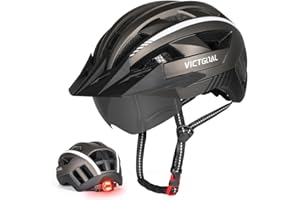 ‎VICTGOAL VICTGOAL Fahrradhelm Mountainbike Helm mit magnetischem Visier Abnehmbarer Sonnenschutzkappe und LED Rücklicht Radhelm Rennradhelm für Erwachsenen Herren Damen