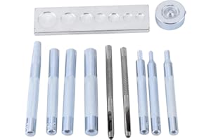 VORAGA Setter de Remache de Cuero DIY, 11pcs Craft Leathercraft Tool Die Punch Snap Kit con Base para Punch Hole y botón de instalación