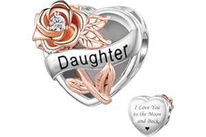 ZakiaHo Heart Love Mum Daughter Sister Nana Auntie Grandma Best Friend Charms for Bracelets Rose Flower Birthday Gifts for Women Compatible with Pandora Charms Bracelets