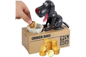 Lotvic Hund Spardose Elektronisch, Hungriger Hund Spardose, Welpen-Sparschwein, Spardose Kinder, Geburtstagsgeschenk für Kinder, Schwarz