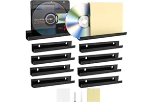 APACALI 8 soportes de pared de vinilo para discos de vinilo, 30,5 x 4,3 x 4,5 cm, color negro